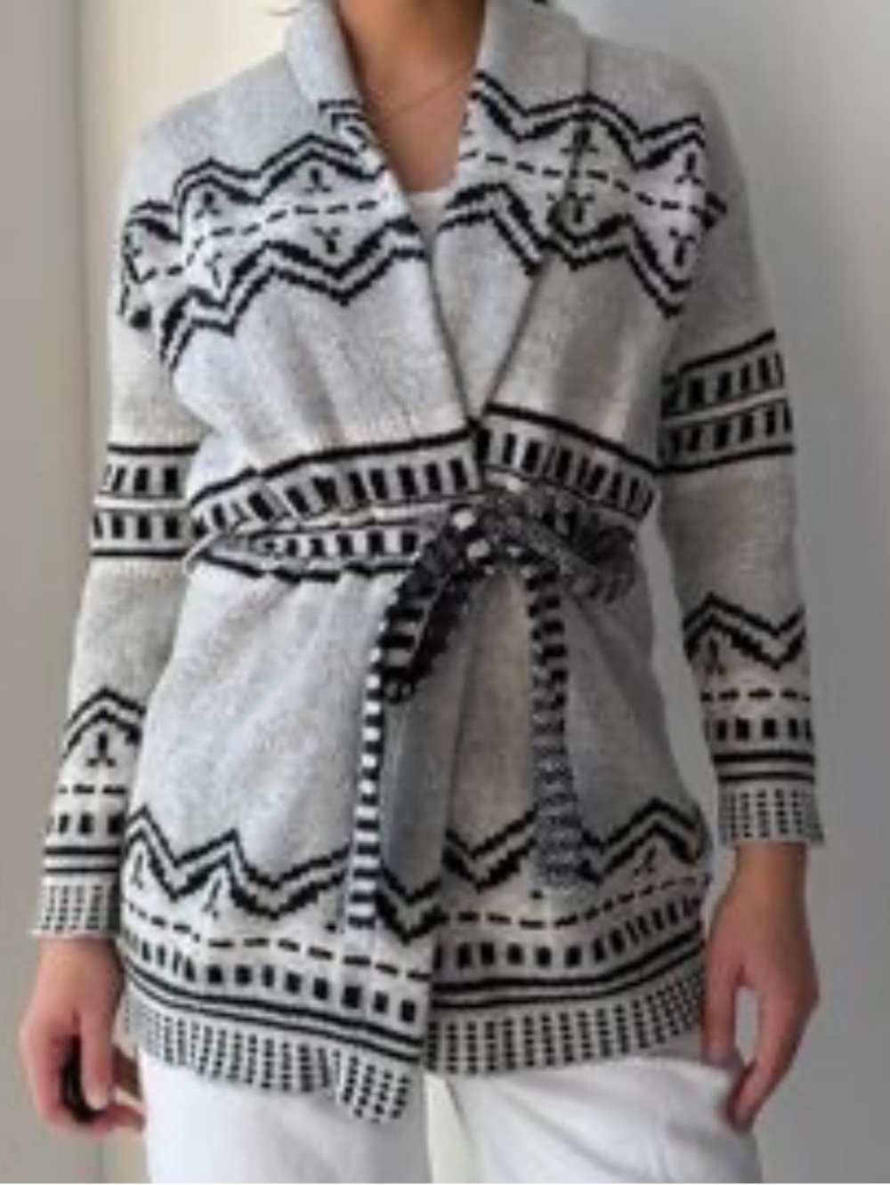 Rachel Roy cotton/wool belted cardigan